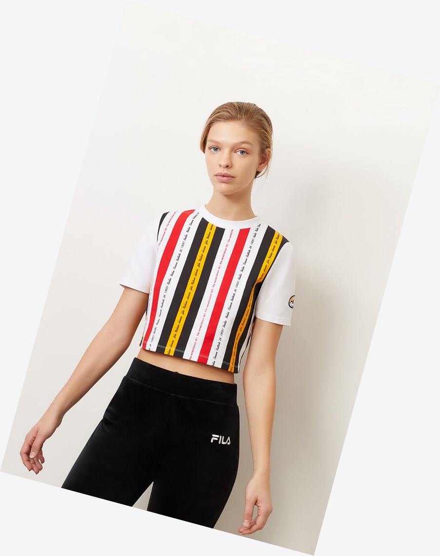 Fila Juana Crop Tee Wht/Blk/Cred/Gf | 32GTLIUFW