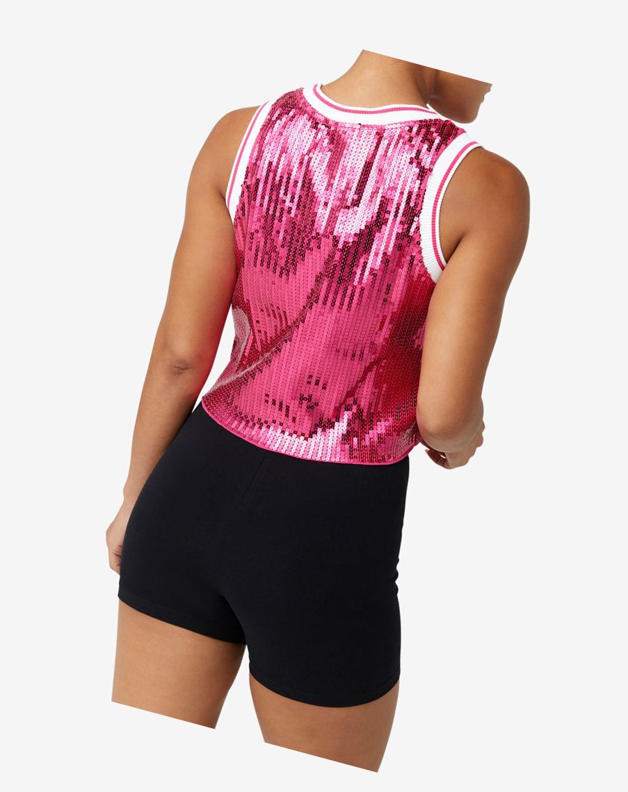 Fila Kiki Glam Crop Jersey 686 Magenta | 01YWAXMKF