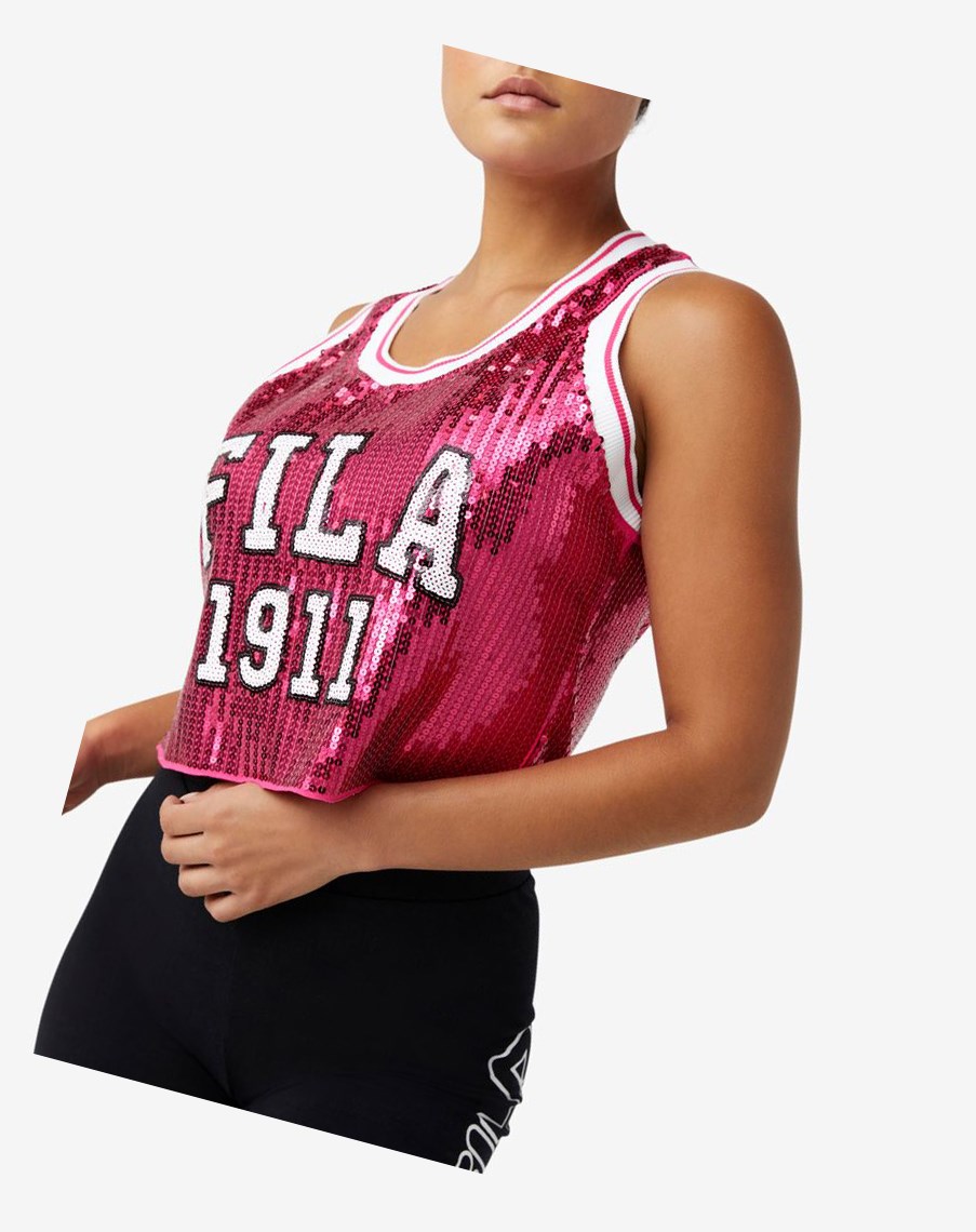 Fila Kiki Glam Crop Jersey 686 Magenta | 01YWAXMKF