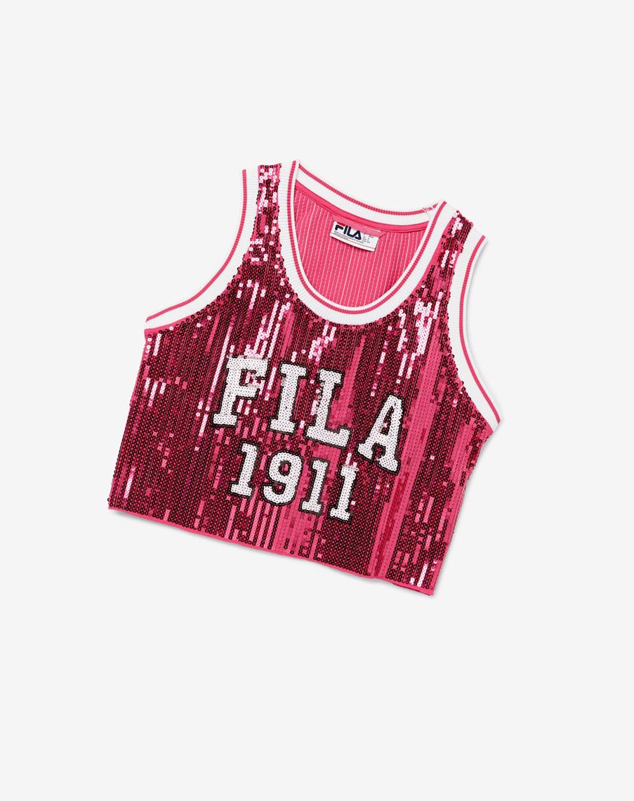 Fila Kiki Glam Crop Jersey 686 Magenta | 01YWAXMKF