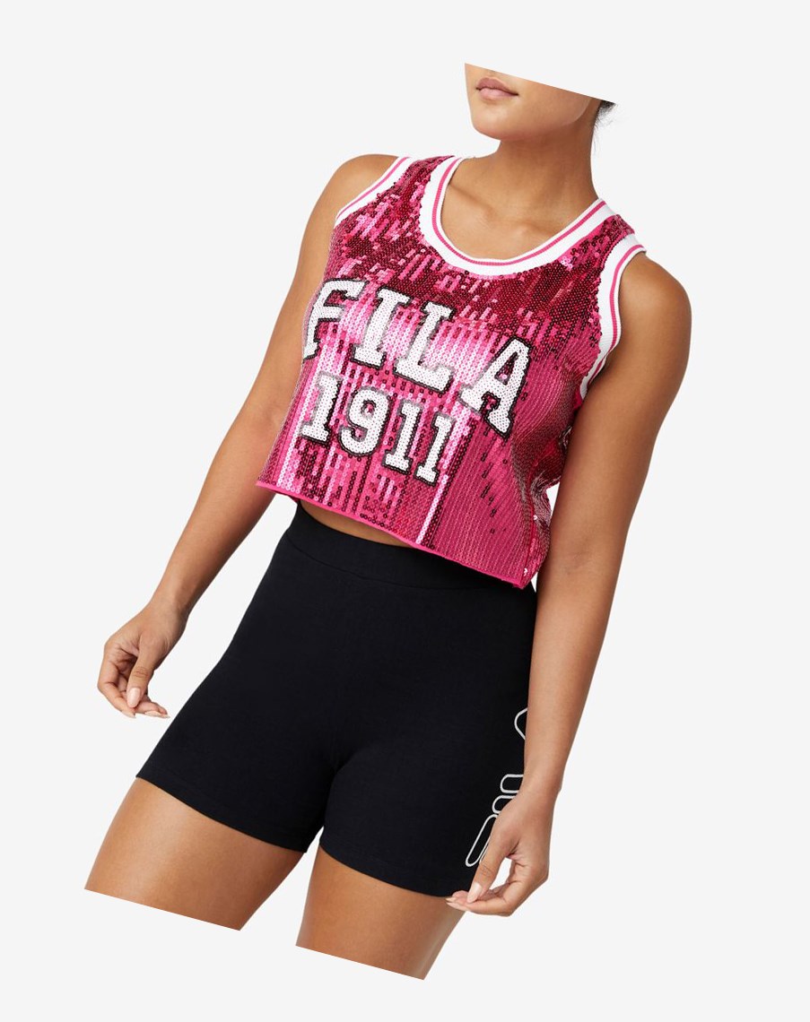 Fila Kiki Glam Crop Jersey 686 Magenta | 73VXHZORM