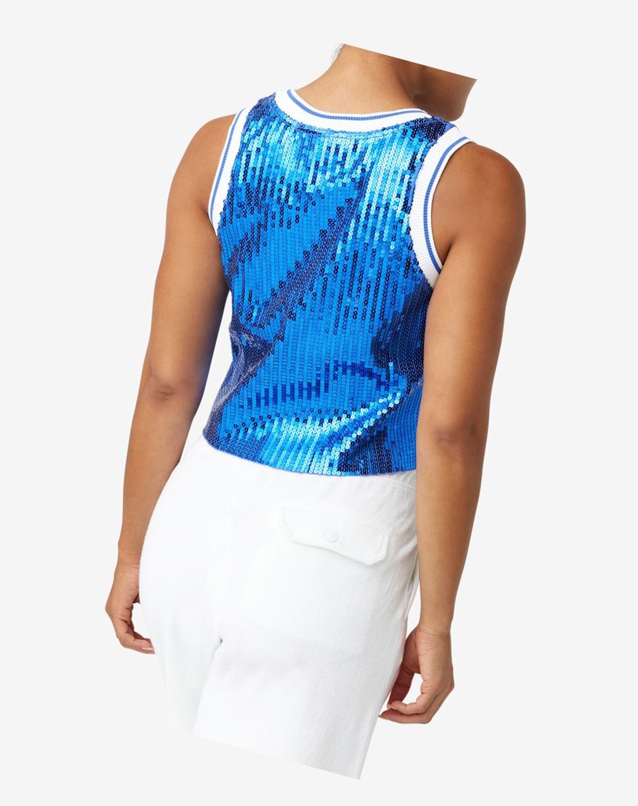 Fila Kiki Glam Crop Jersey Azules | 36QWTEPYH