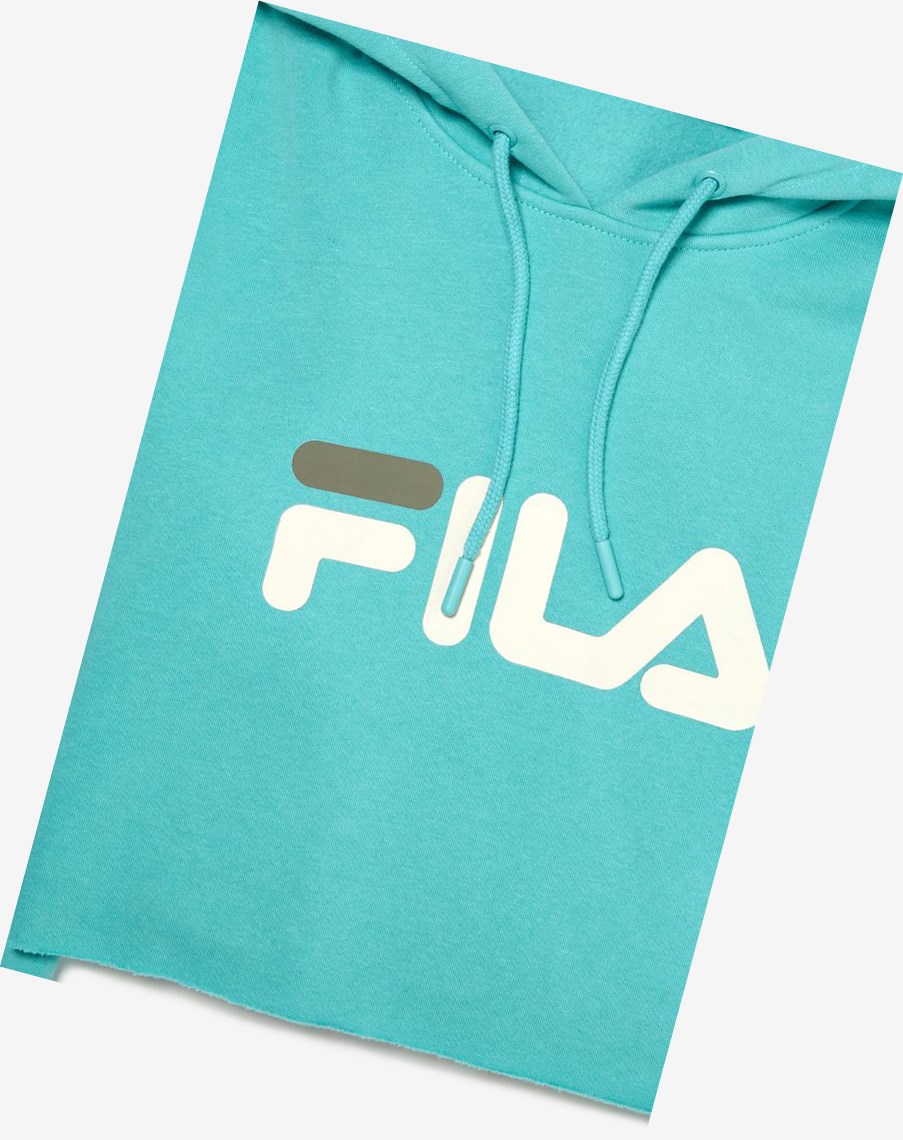 Fila Lalage Cropped Hoodie Azules Turquesa Blancas | 02MGTNHSL