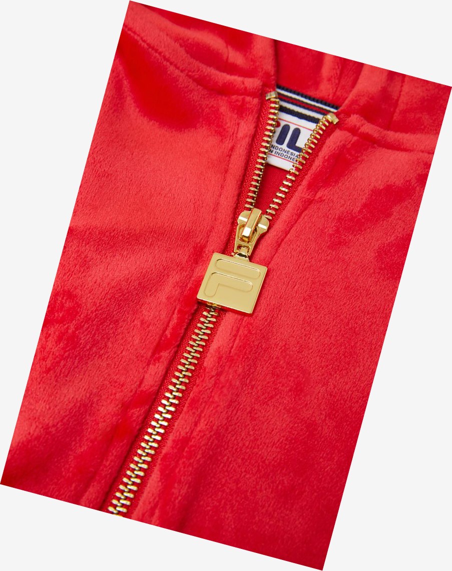 Fila Laurent Velour Hoodie Rojas | 15EDVHJZO