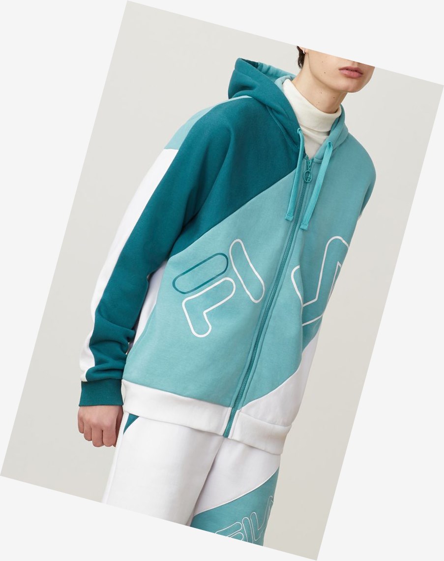 Fila Lazaro Hoodie Paci/Dtrq/Wht | 36KXMLJUQ