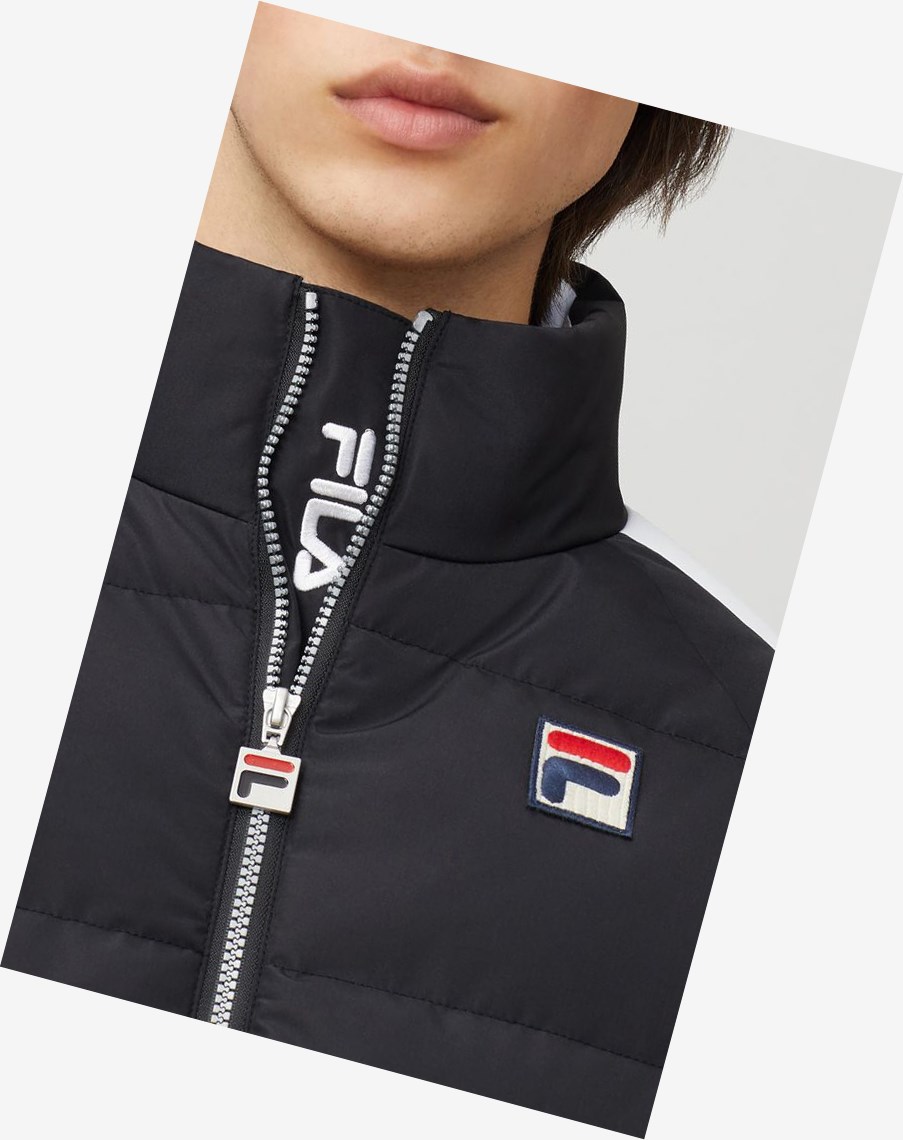 Fila Ledger Puffa Jacket Blk/Wht | 02XZYMHPG