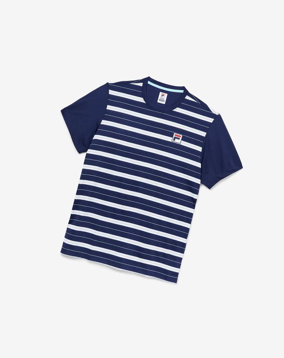 Fila Legends Yarn Dyed Crew Azul Marino Blancas | 12LAFZTDH