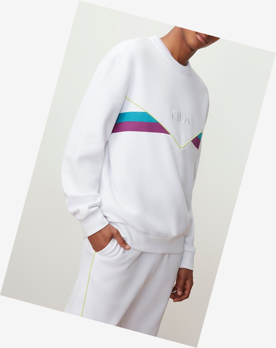 Fila Leroy Sweatshirt Wht/Bbay/Grpj | 50YULSPNZ