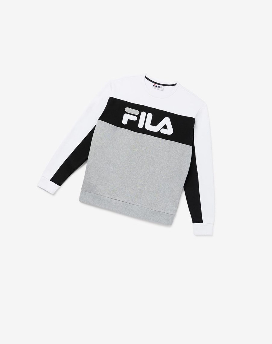 Fila Lesner Fleece Crew 100 Wht/Blk/Gryh | 32KRUDYFI