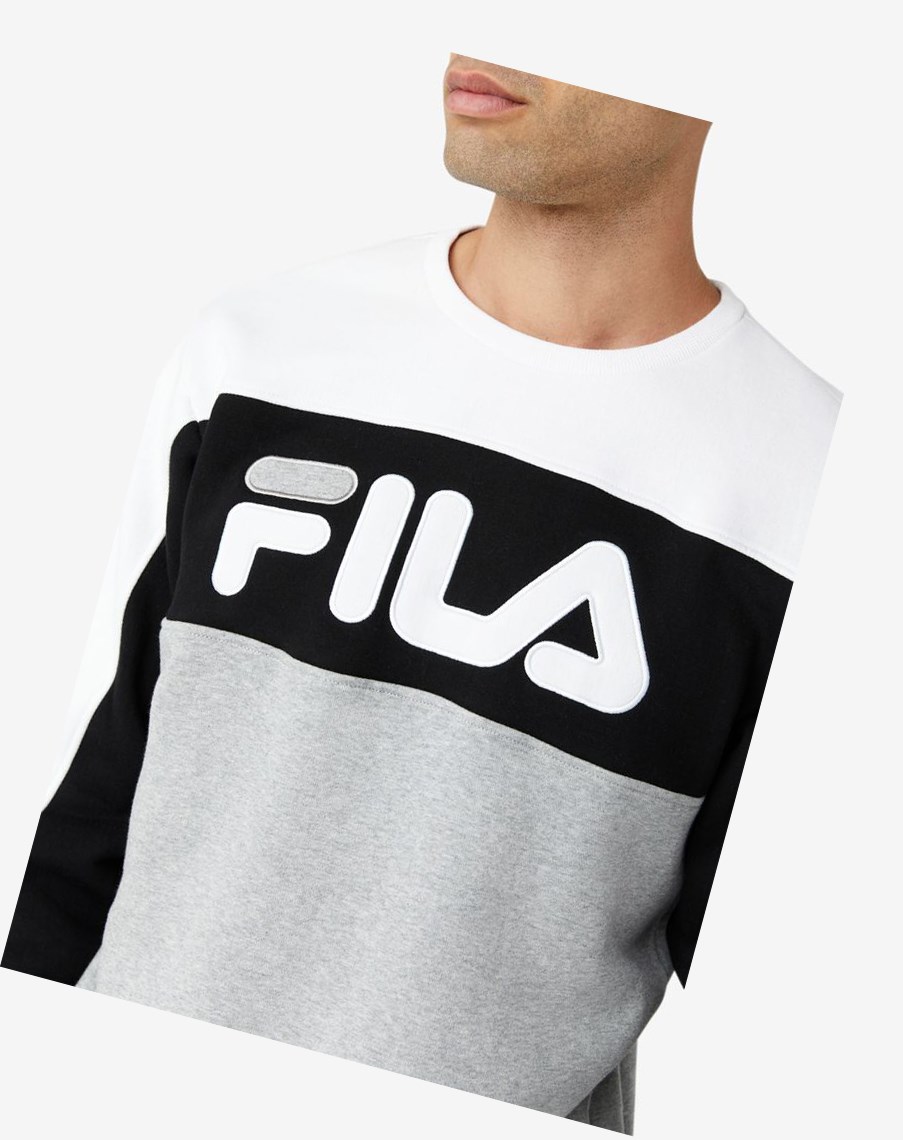 Fila Lesner Fleece Crew 100 Wht/Blk/Gryh | 43QFEXAIT