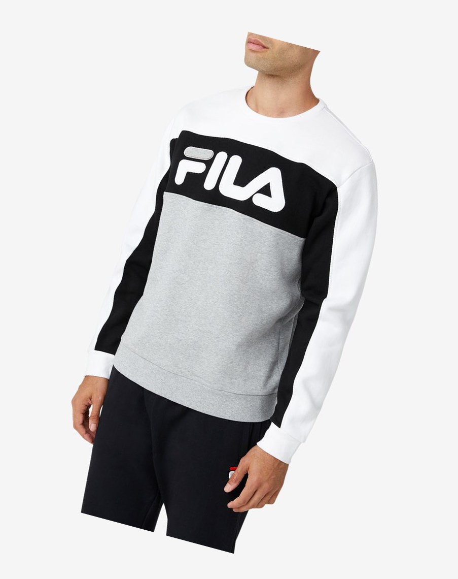 Fila Lesner Fleece Crew 100 Wht/Blk/Gryh | 43QFEXAIT