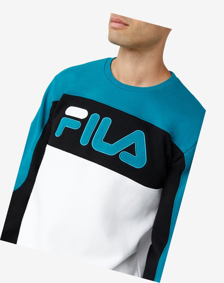 Fila Lesner Fleece Crew 496 Hblu/Wht/Blk | 73CZBWGMV