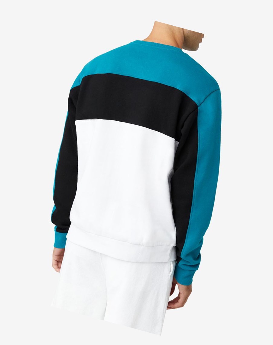 Fila Lesner Fleece Crew 496 Hblu/Wht/Blk | 73CZBWGMV