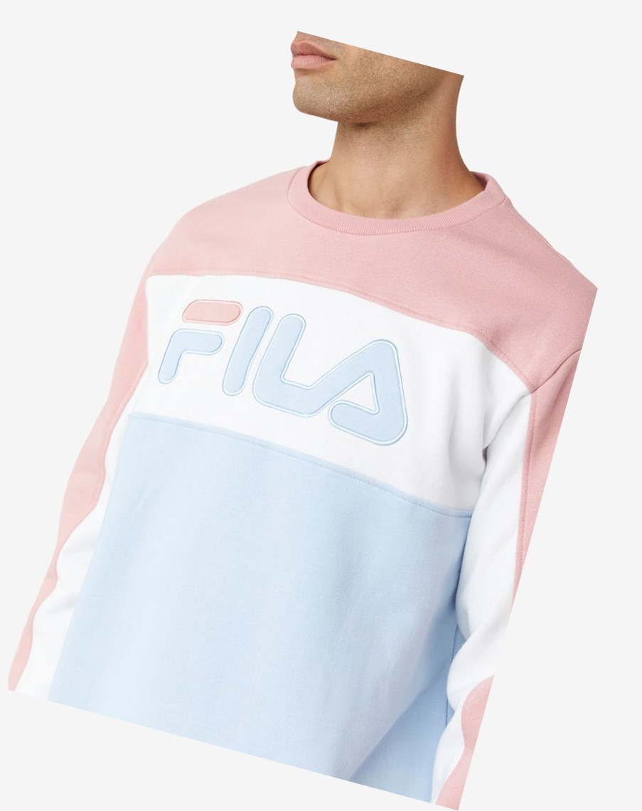 Fila Lesner Fleece Crew 967 Pshad/Wht/Cblu | 63MBRCEPF