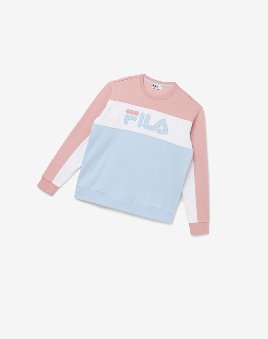 Fila Lesner Fleece Crew 967 Pshad/Wht/Cblu | 63MBRCEPF