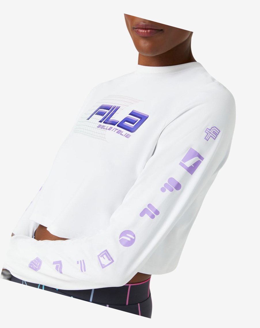 Fila Luigia Long Sleeve Cropped Tee Blancas | 09ZUWMGLP