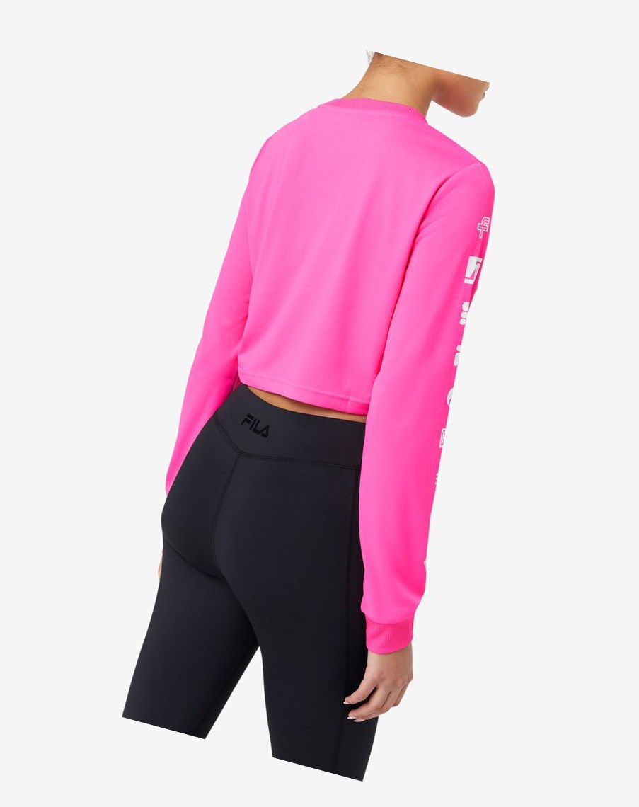 Fila Luigia Long Sleeve Cropped Tee Rosas | 24QRCUMDI