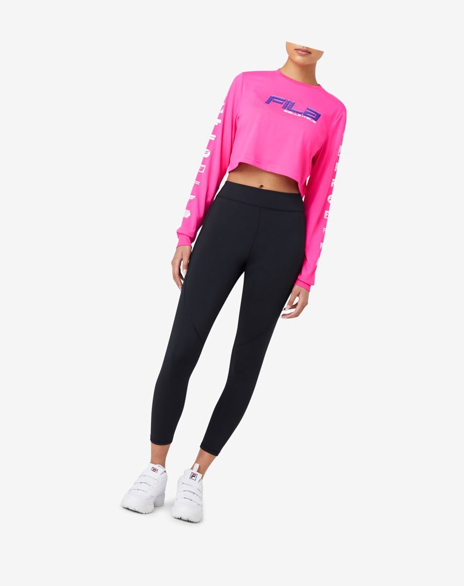 Fila Luigia Long Sleeve Cropped Tee Rosas | 24QRCUMDI