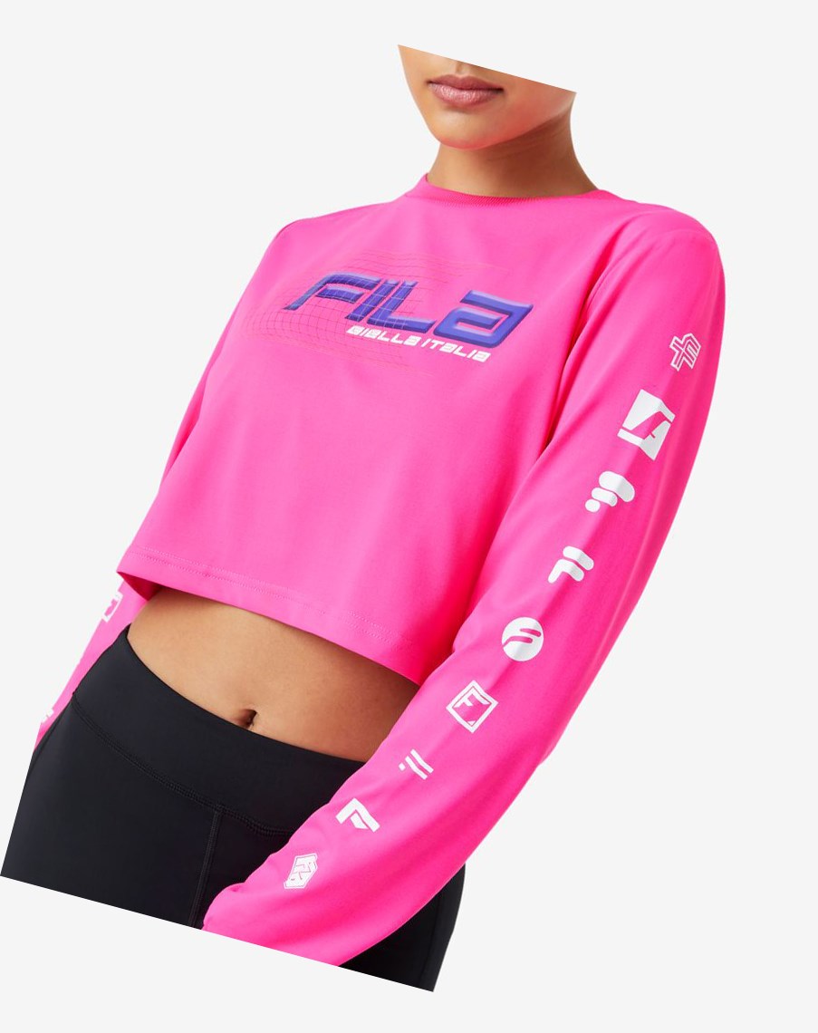 Fila Luigia Long Sleeve Cropped Tee Rosas | 24QRCUMDI