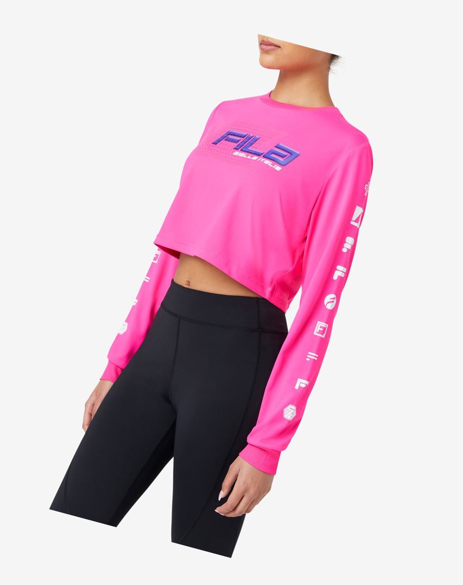 Fila Luigia Long Sleeve Cropped Tee Rosas | 98UMOEISV