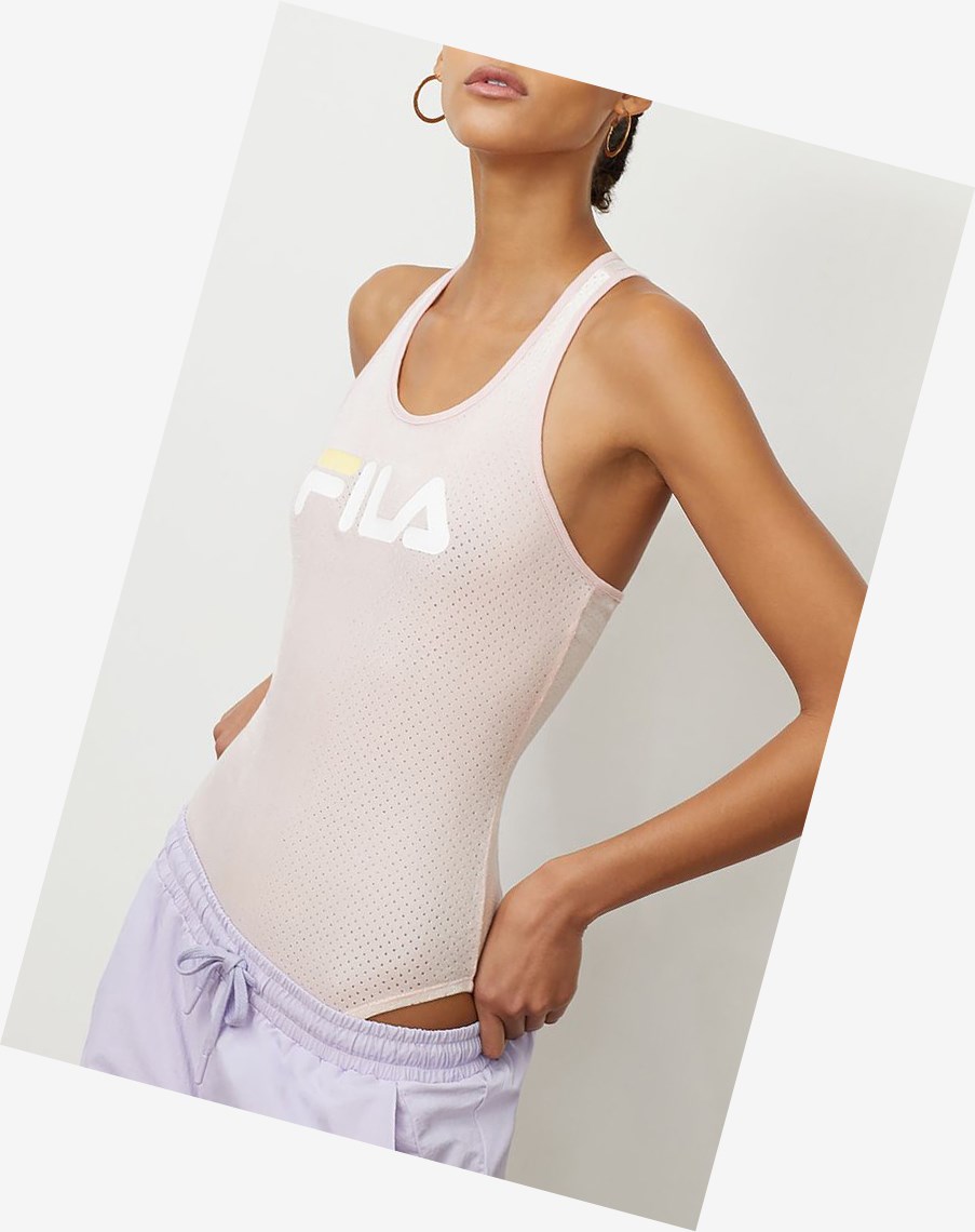 Fila Lupita Racerback Bodysuit Pkchk/Wht/Pban | 47ESLYPFJ