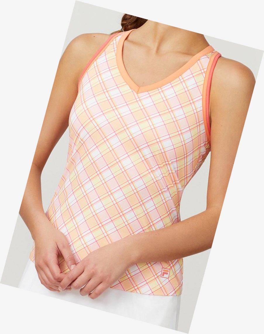 Fila Mad For Plaid Printed Racerback Tank Coral Coral | 54GNDVSHT