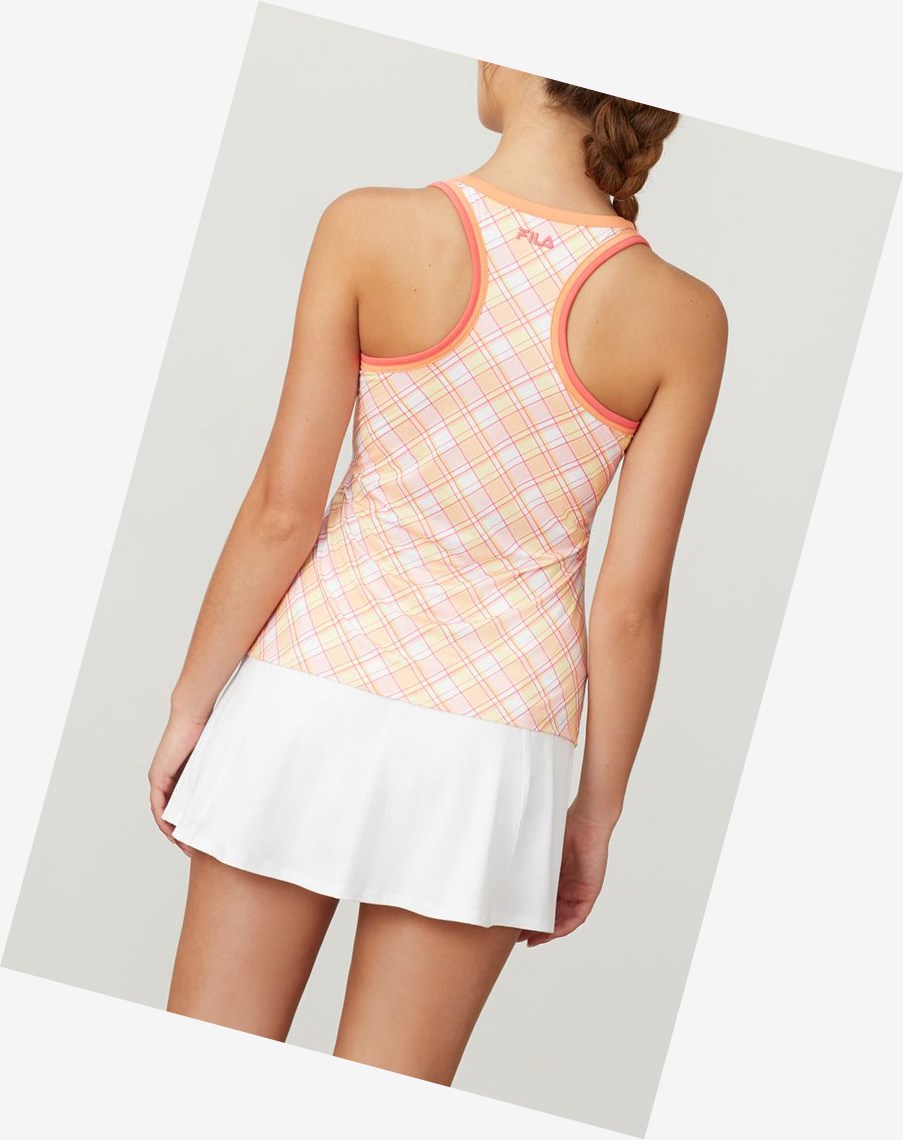 Fila Mad For Plaid Printed Racerback Tank Coral Coral | 54GNDVSHT