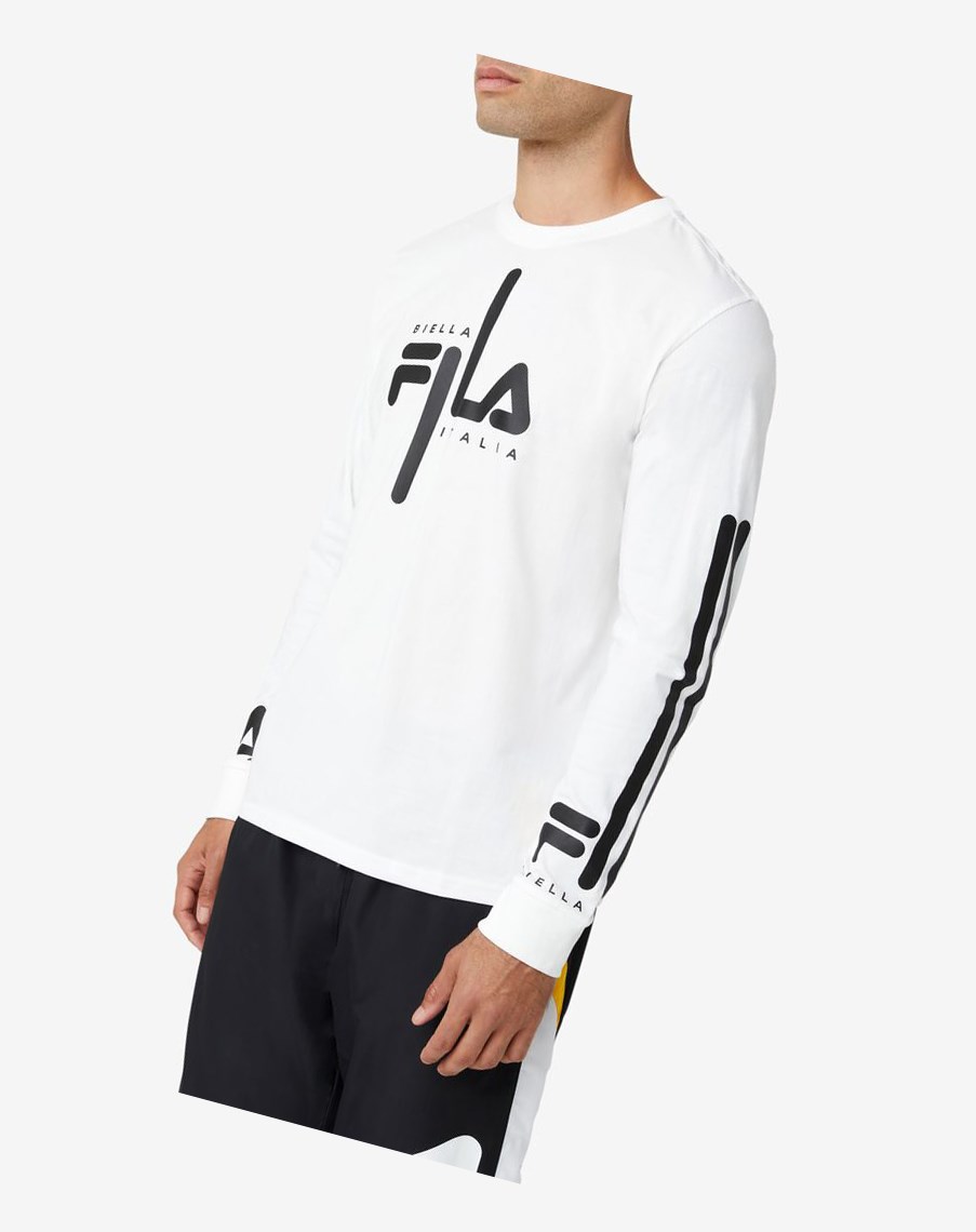 Fila Martino Long Sleeve Tee Blancas Negras | 56OPBTUKG