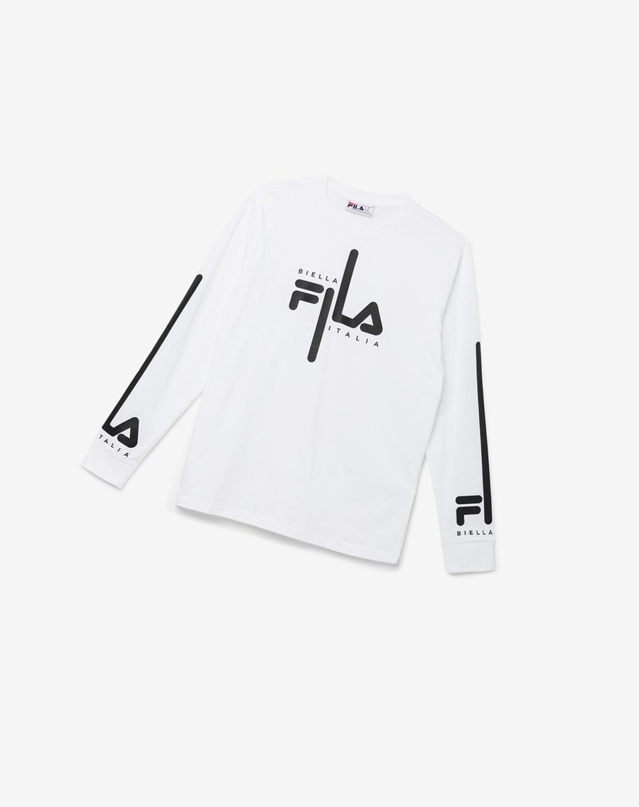 Fila Martino Long Sleeve Tee Blancas Negras | 67PYLUBVC