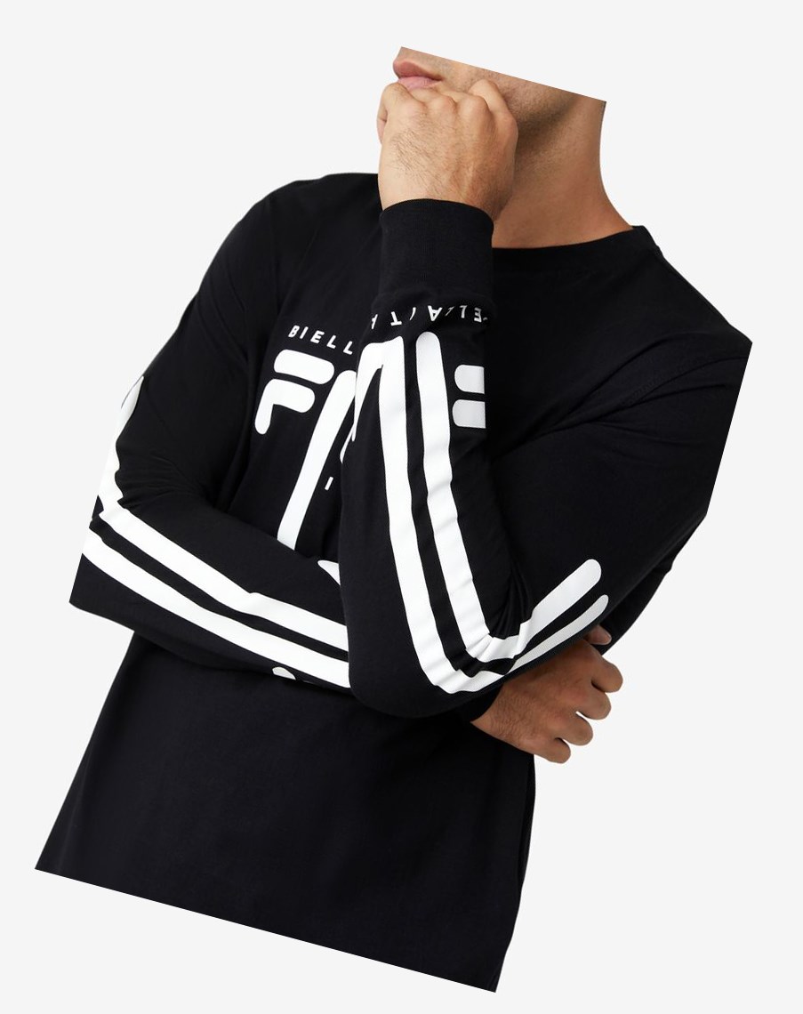 Fila Martino Long Sleeve Tee Negras Blancas | 54GTVBCSR