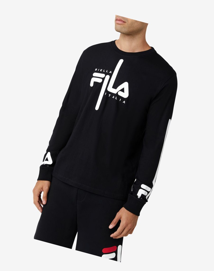 Fila Martino Long Sleeve Tee Negras Blancas | 54GTVBCSR