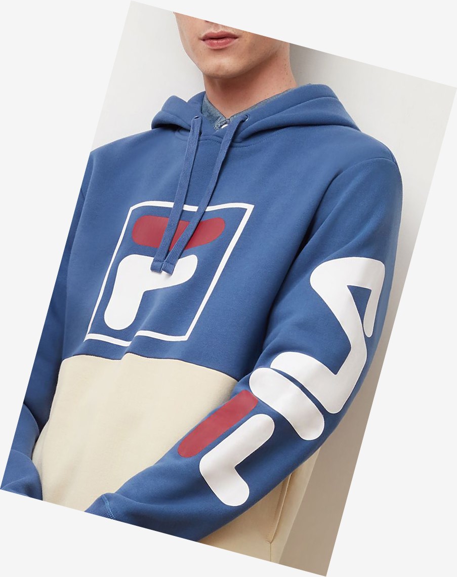 Fila Marzio Hoodie Azules Blancas | 73SGNBFKQ