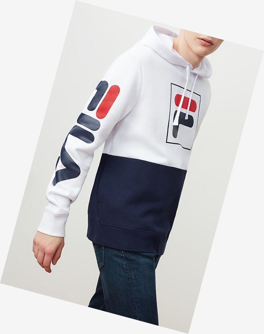 Fila Marzio Hoodie Blancas Azul Marino | 07AIXELVN