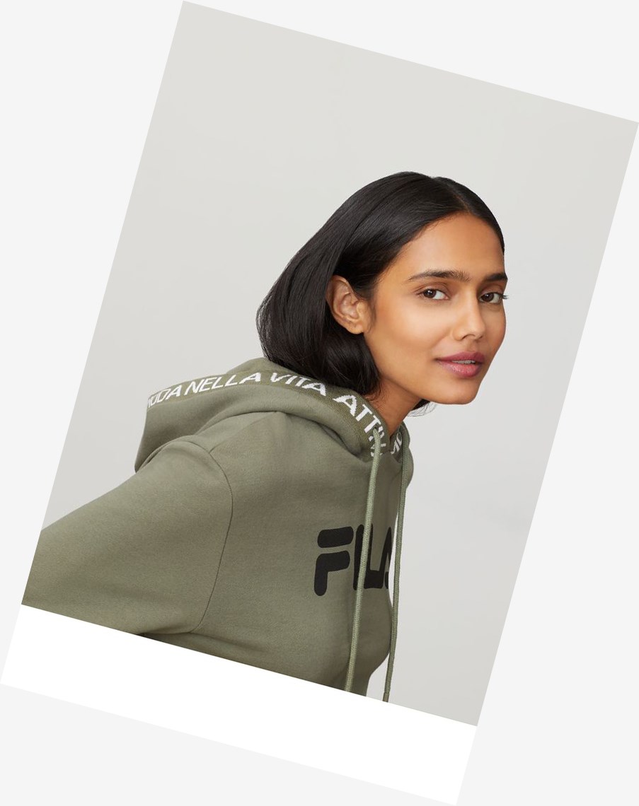 Fila Mathilde Crop Hoodie Dolv/Blk | 70USFWGJR