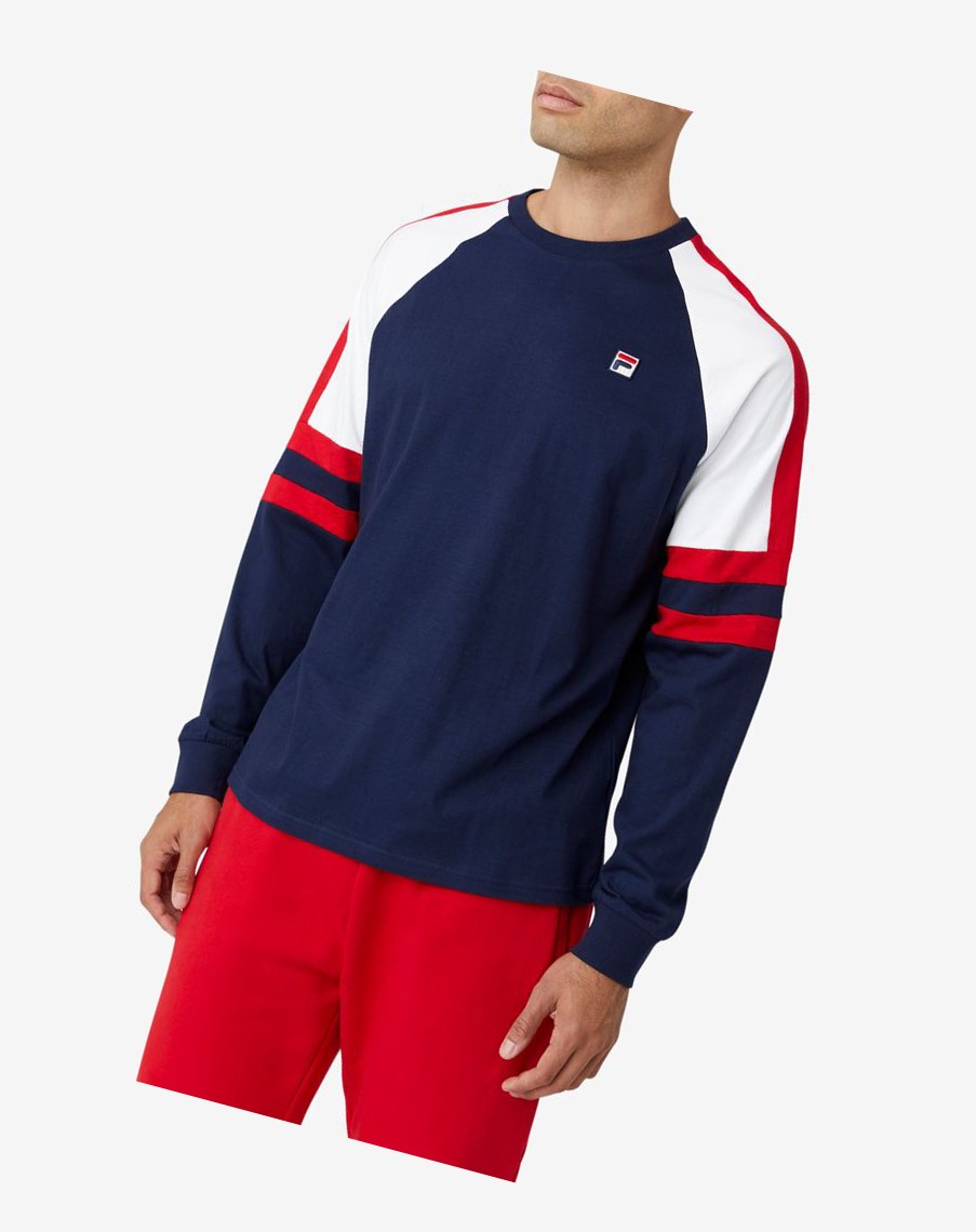 Fila Mekong Long Sleeve Tee Blancas Rojas | 75FEROBTS