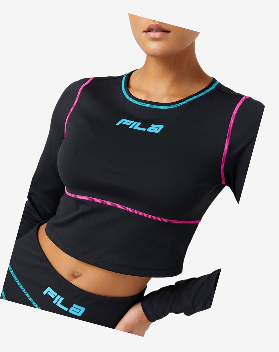 Fila Micci Long Sleeve Entrenamiento Top Negras | 65WMUDAEL