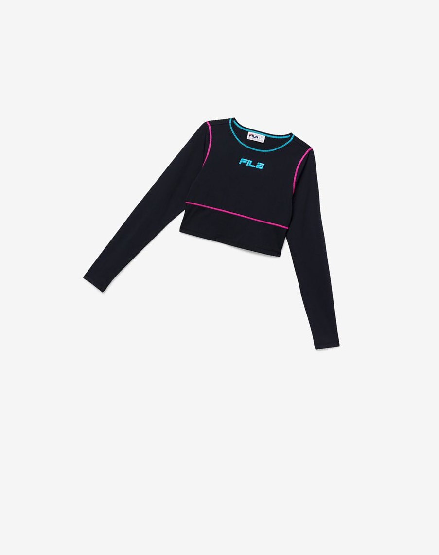 Fila Micci Long Sleeve Entrenamiento Top Negras | 65WMUDAEL