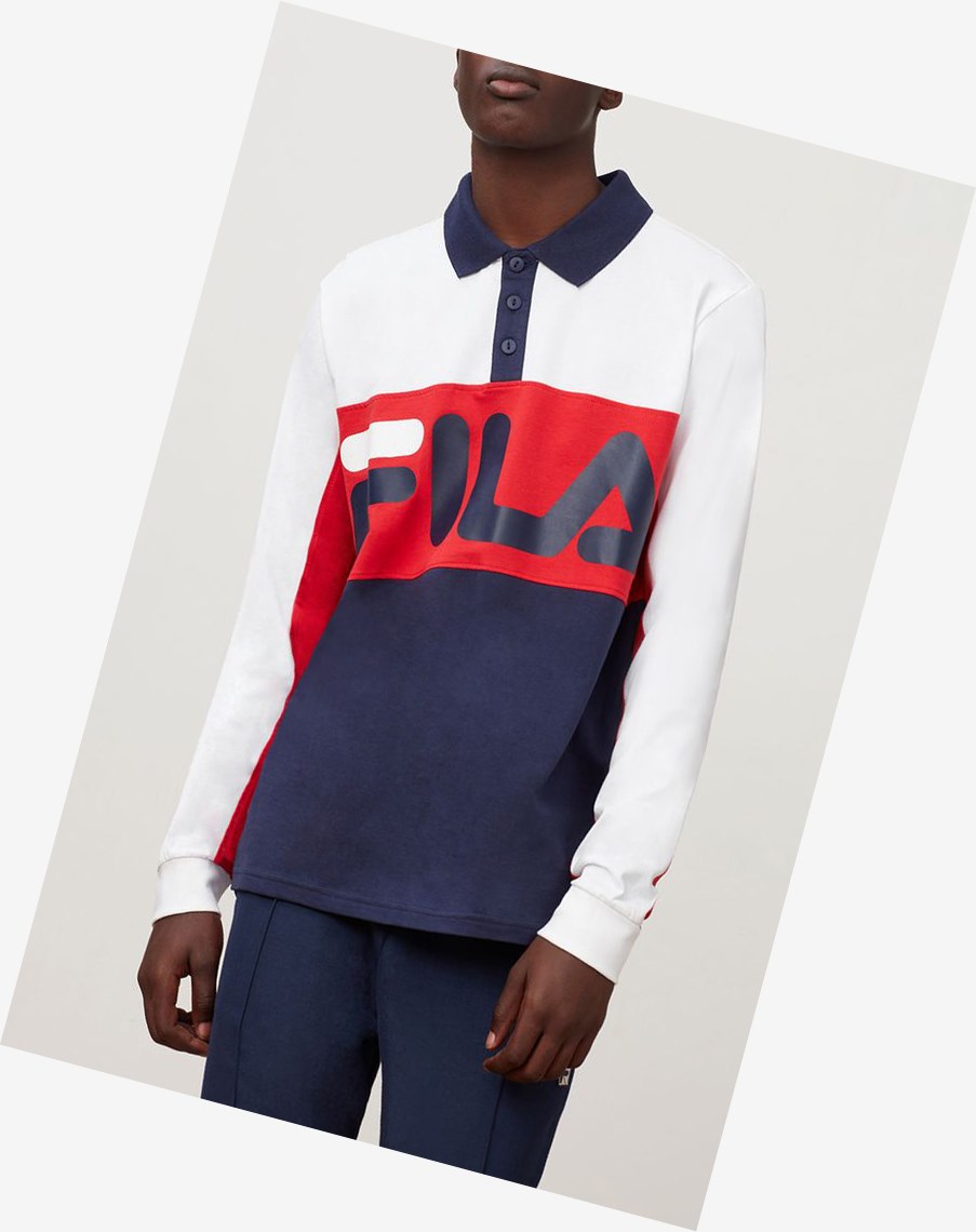 Fila Morris Rugby Shirt Wht/Cred/Peac | 45YZGPLTW