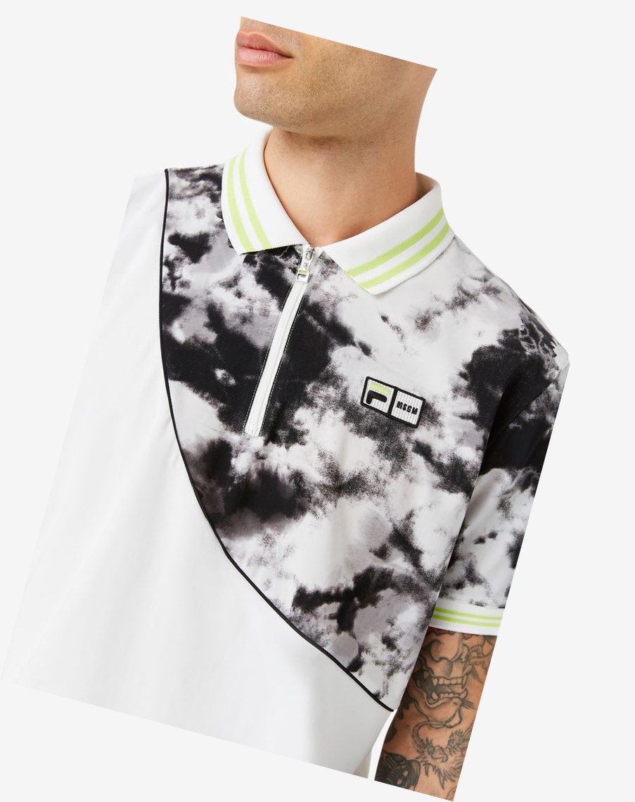 Fila Msgm X Fila Printed Polo Negras Blancas Negras | 61YUFJDNW