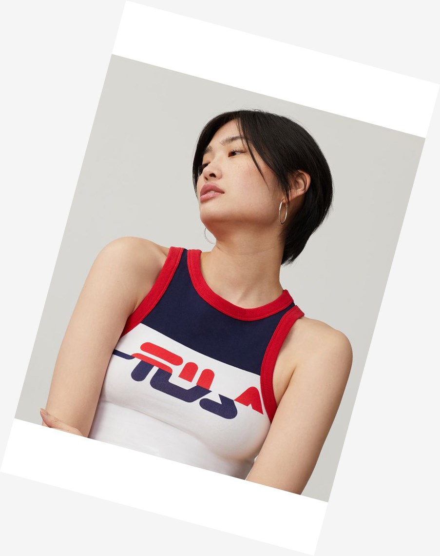 Fila Nellie Crop Racer Tank Peac/Cred/Wht | 92TWIQCJL