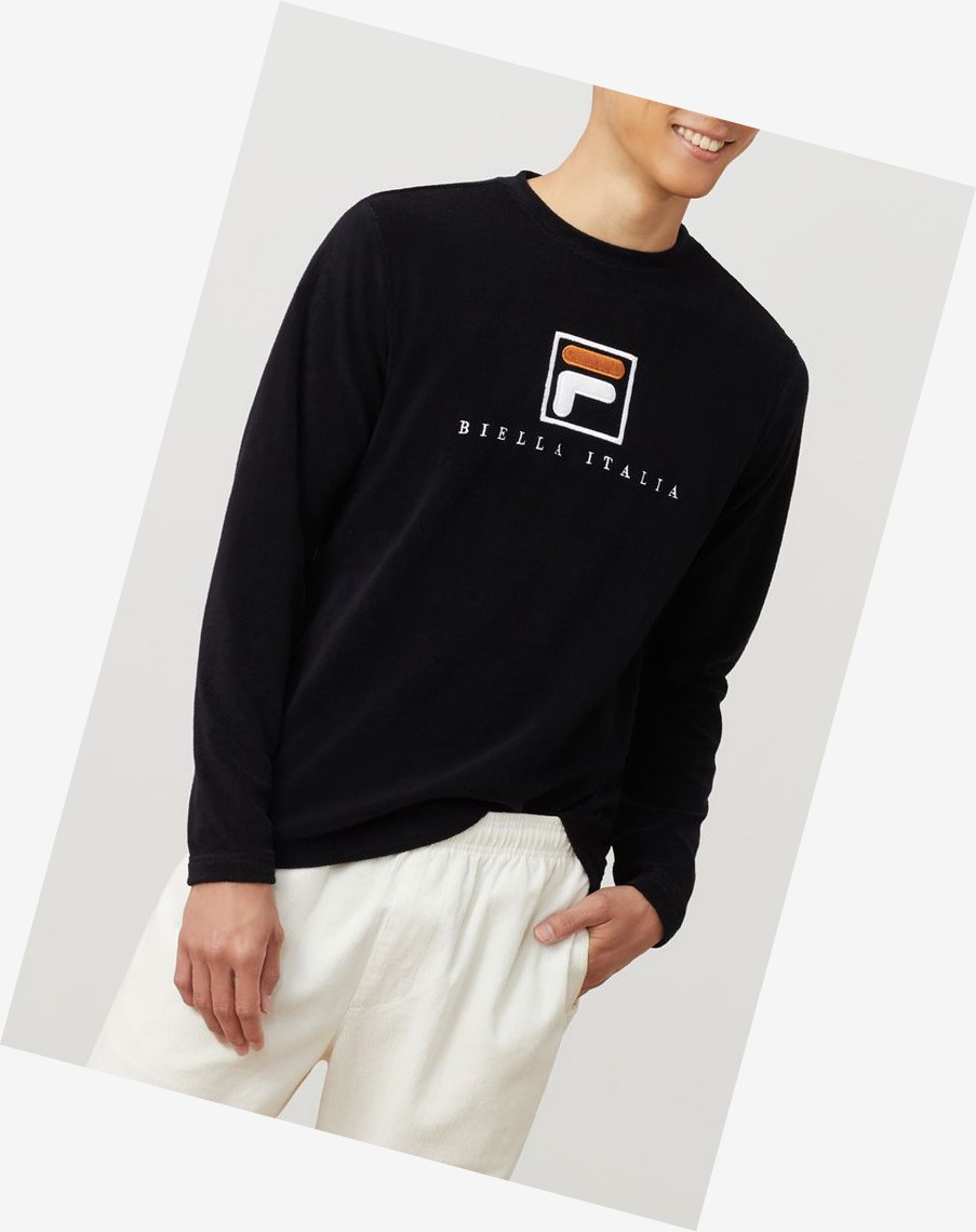 Fila Nicolo Long Sleeve Crew Blk/Wht/Cred | 31QKERTUS