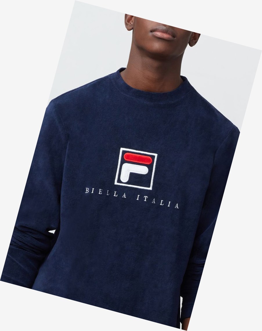 Fila Nicolo Long Sleeve Crew Peac/Wht/Cred | 46WEIBLAH