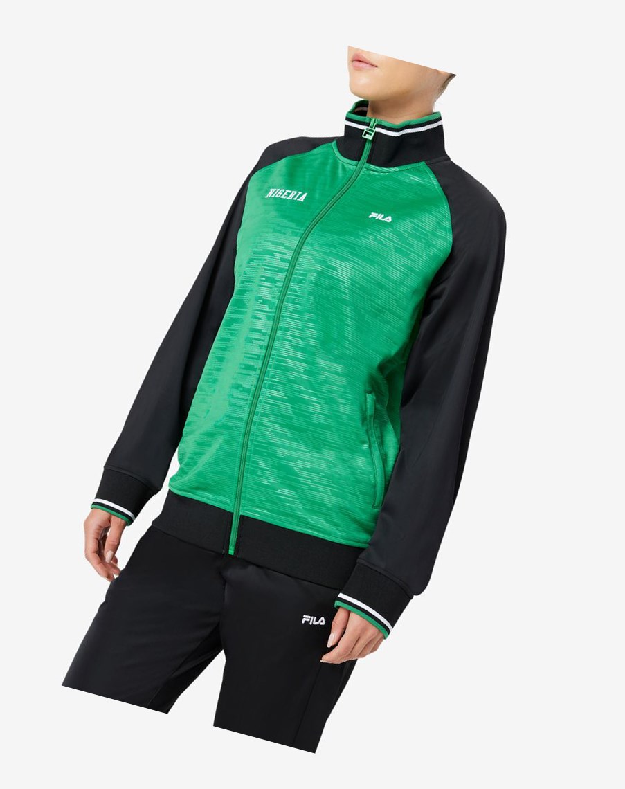 Fila Nigeria Pista Jacket Negras Blancas | 59XJMALTR