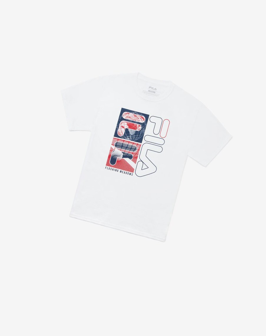 Fila Nyc Collage Tee Blancas | 38QHKLFIT