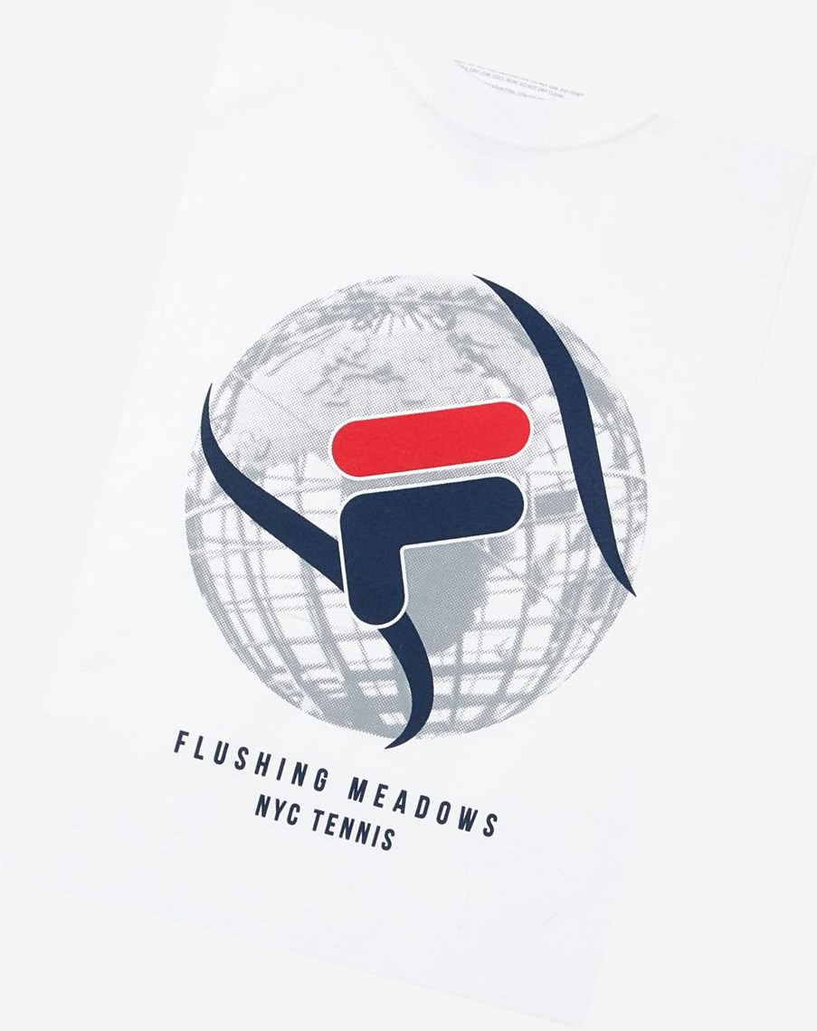 Fila Nyc Globe Tee Blancas | 46ABJVFXC