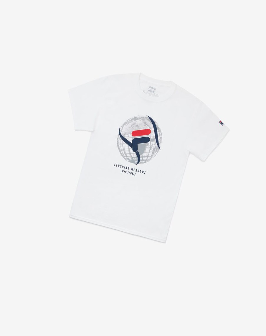 Fila Nyc Globe Tee Blancas | 46ABJVFXC