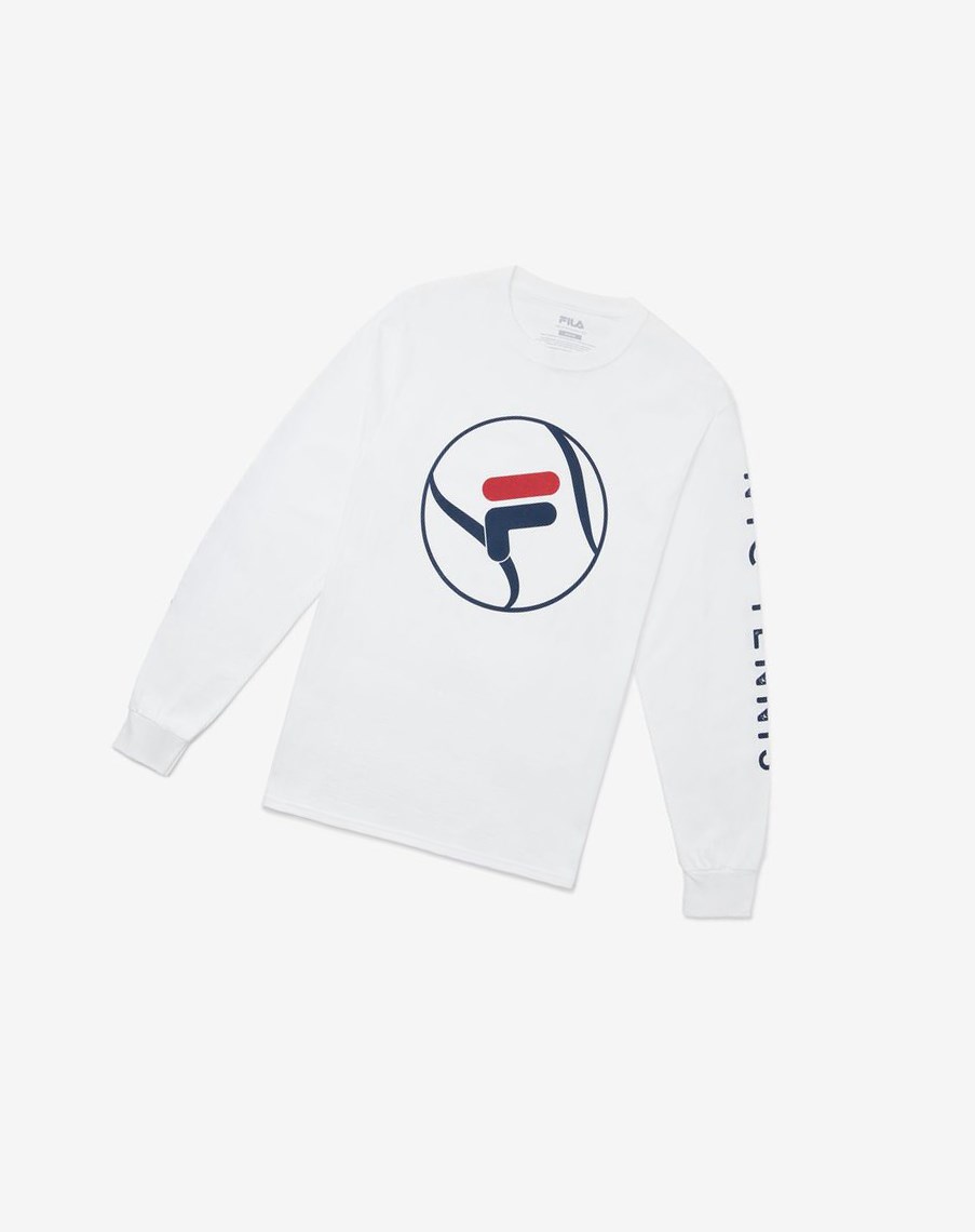 Fila Nyc Long Sleeve Tenis Tee Blancas | 39SEWAGJN