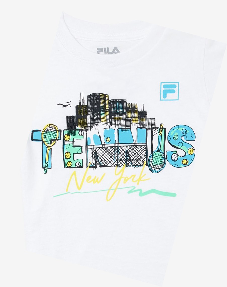 Fila Nyc Toddler Tenis Tee Blancas | 10DGJNUVE