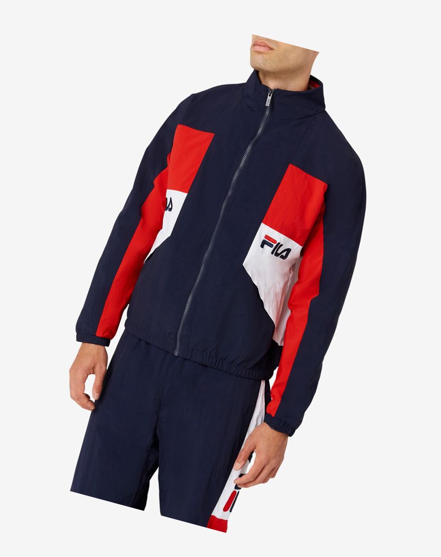 Fila Obasi Viento Jacket Azul Marino Rojas Blancas | 43VHFIJZN