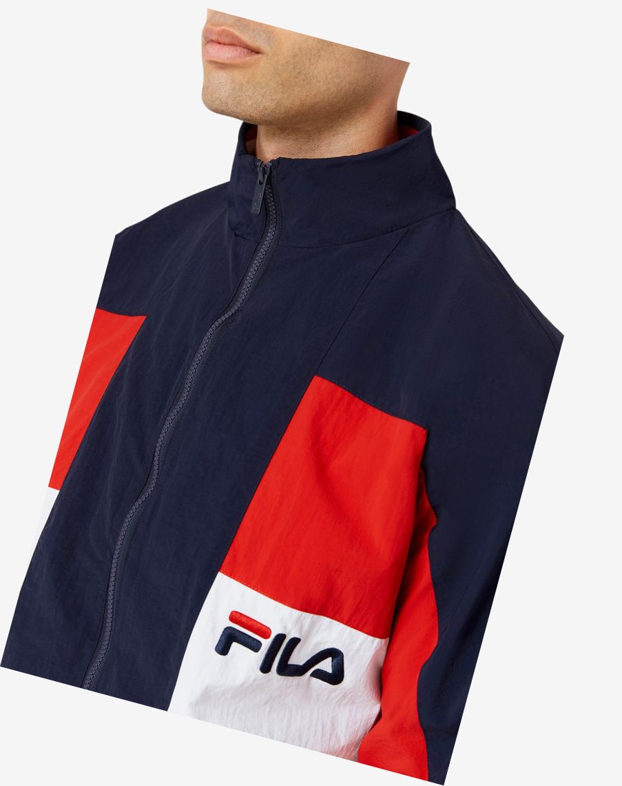 Fila Obasi Viento Jacket Azul Marino Rojas Blancas | 43VHFIJZN